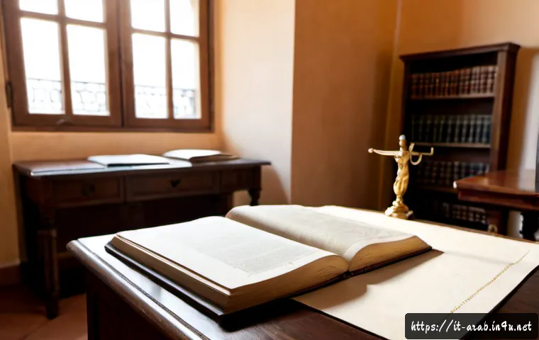 Home 11 아랍어권에서의 법률 제도 - Photorealistic editorial scene of an Italian legal researcher in a bright Roman study room comparing...